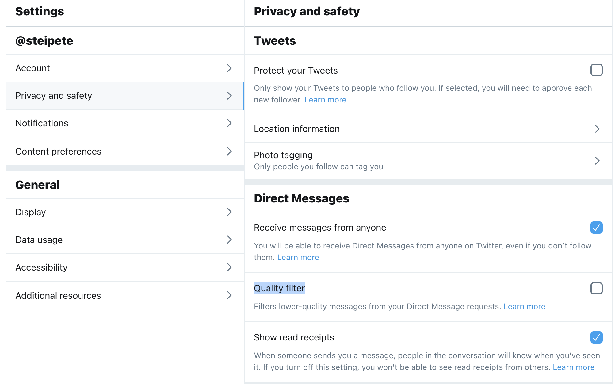 Twitter Settings